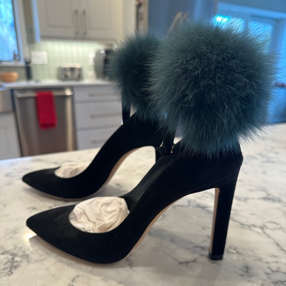 Jimmy Choo Suede PomPom Heels - Picture 3 of 8